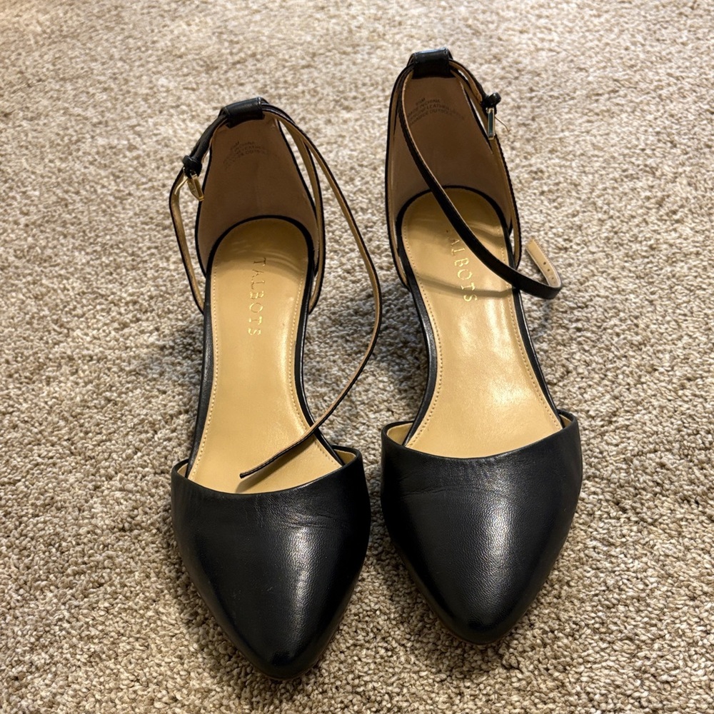 Talbots Black Leather Women's wedge Shoes, 9.5 M
